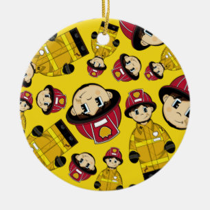 Niedliche Feuerwehrmann-Verzierung Keramikornament