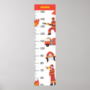 Niedliche Feuerwehrmann-Wachstumsdiagramm Poster