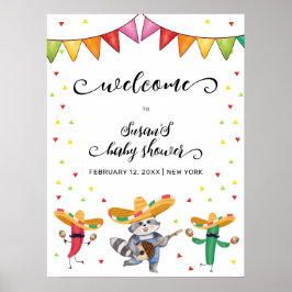 Niedliche Fiesta Taco Cactus Animal Baby Dusche Em Poster