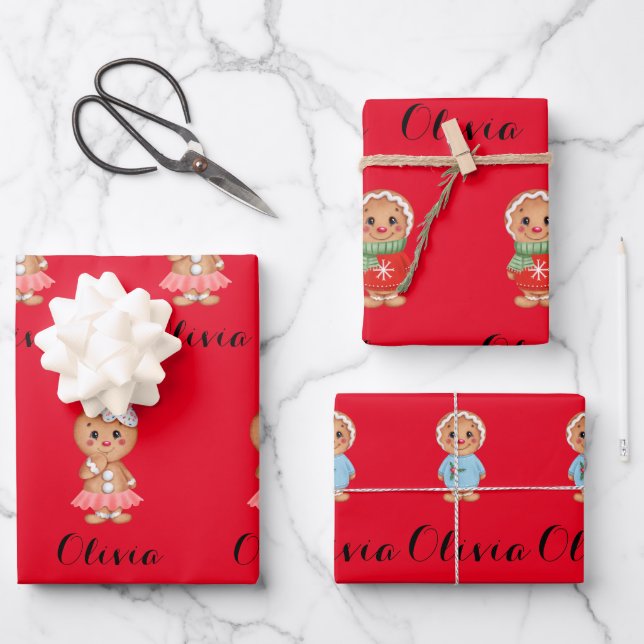 niedliche Fingerbrettverpackungsblätter Geschenkpapier Set (Vorderseite)