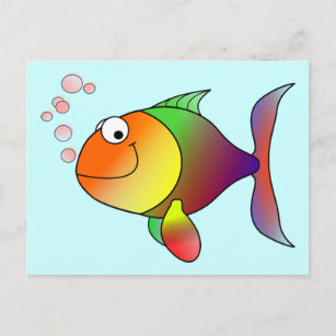 Niedliche Fisch - farbenfroh Postkarte