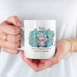 Niedliche Fische Aquarellblüte Zodiac Monogramm Kaffeetasse