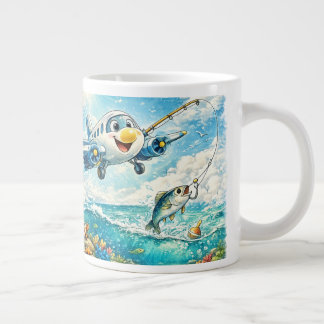 Niedliche Fischerei-Flugzeug-Tasse – Lustige Ozean Jumbo-Tasse