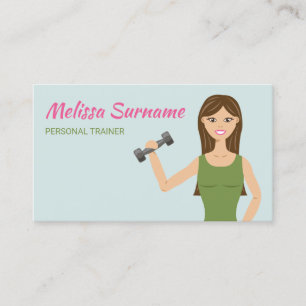 Niedliche Fitness Girl Illustration Personal Train Visitenkarte