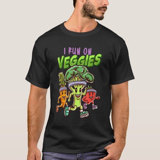 Niedliche Fitness Trainer Ich laufe auf Veggies Gy T-Shirt (Vorderseite)