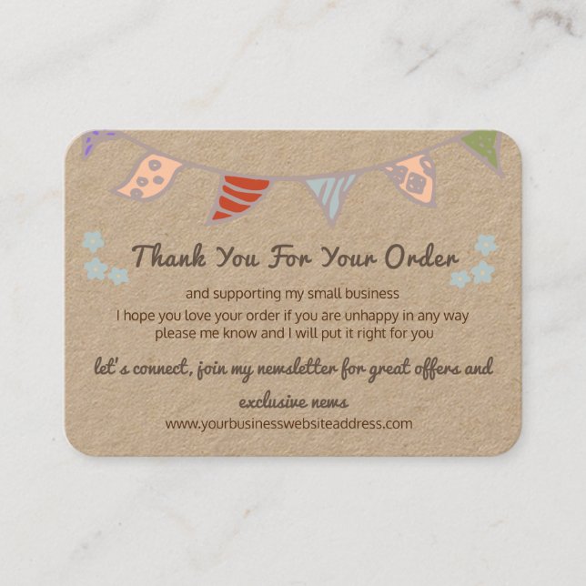 Niedliche Flag Kraft Vielen Dank für Ihre Bestellu Visitenkarte (Vorderseite)