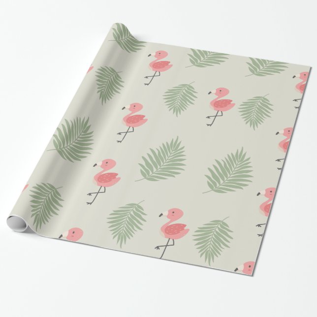 Niedliche Flamingo-Babydusche Geschenkpapier (Ungerollt)