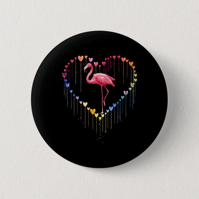 Niedliche Flamingo im Herzen Liebe für Fun Pet Lov Button (Vorderseite)