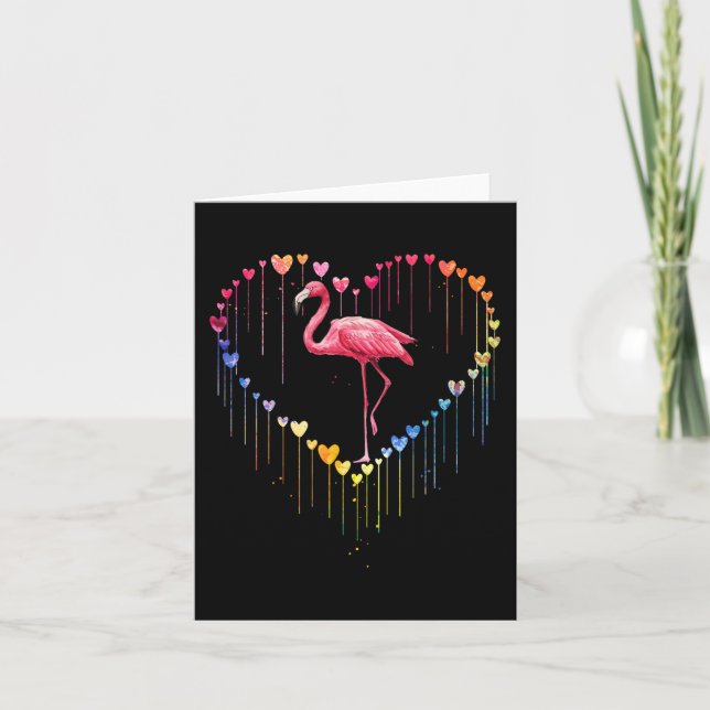 Niedliche Flamingo im Herzen Liebe für Fun Pet Lov Karte (Vorderseite)