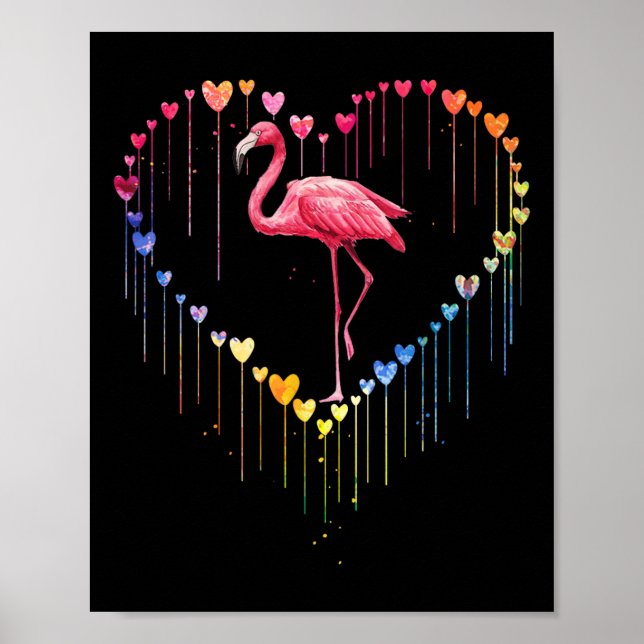 Niedliche Flamingo im Herzen Liebe für Fun Pet Lov Poster (Vorne)