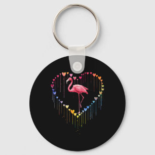 Niedliche Flamingo im Herzen Liebe für Fun Pet Lov Schlüsselanhänger