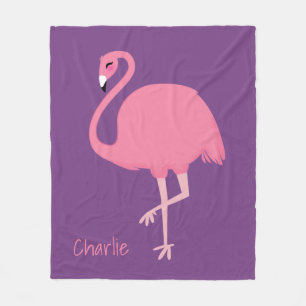 Niedliche Flamingo-individuelle Name-Fleecedecke Fleecedecke