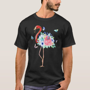 Niedliche Flamingo Wasserfarbe mit Blume Blumenknö T-Shirt