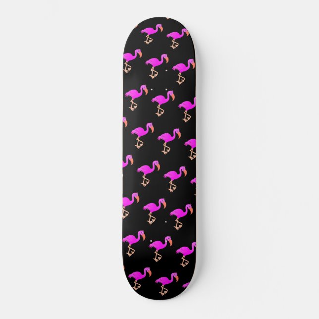 Niedliche Flamingos - Happy Skateboard (Vorderseite)