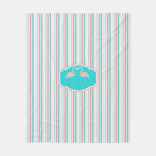 Niedliche Flamingos im Muster der Liebe Fleecedecke