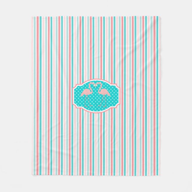 Niedliche Flamingos im Muster der Liebe Fleecedecke (Vorderseite)