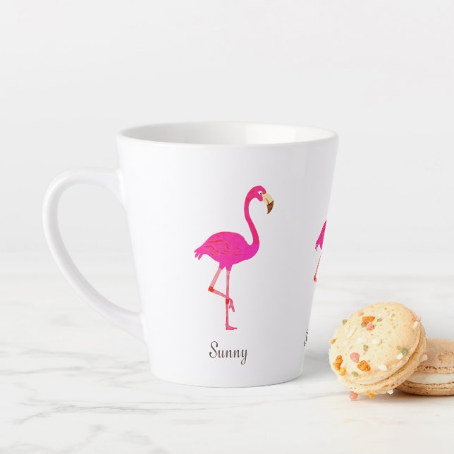 Niedliche Flamingos und Kalligraphie Milchtasse (Beispiel)