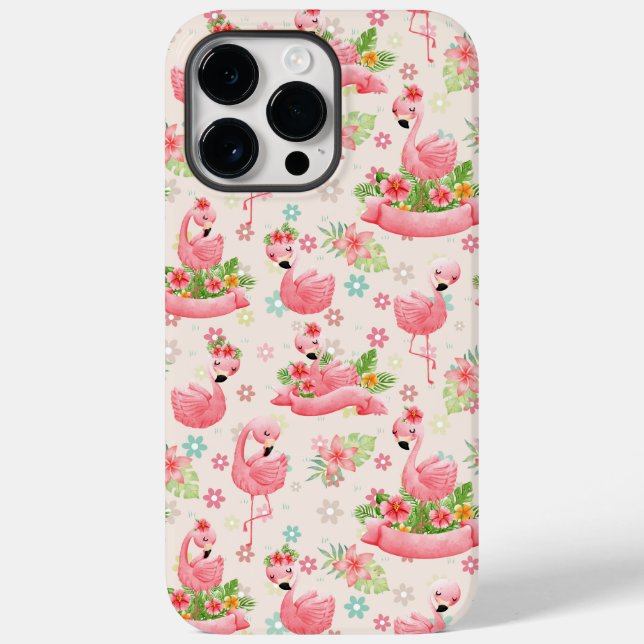 Niedliche Flamingos und tropische Blume Case-Mate iPhone Hülle (Rückseite)