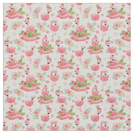 Niedliche Flamingos und tropische Blume Stoff