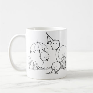 Niedliche flauschige Schirmkreaturen Kaffeetasse