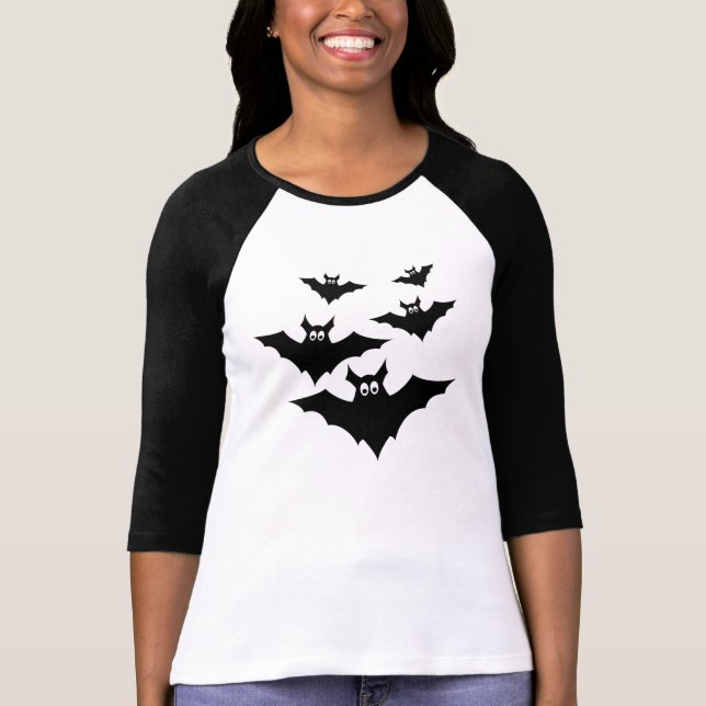 Niedliche Fledermäuse halloween Frau Langärmel T - T-Shirt (Vorderseite)