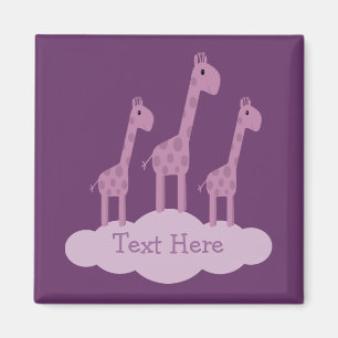 Niedliche Flieder u. lila Giraffenmagnet Magnet
