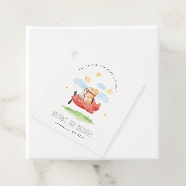 Niedliche Fliege über Teddy Bär Tier Flugzeug Gebu Geschenkanhänger (Beispiel)