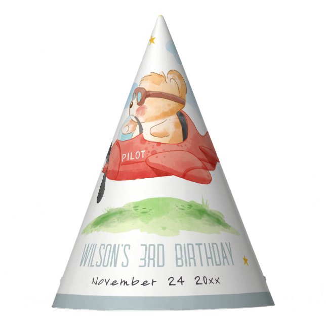 Niedliche Fliege über Teddy Bär Tier Flugzeug Gebu Partyhütchen (Vorderseite)