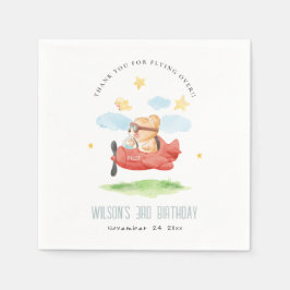 Niedliche Fliege über Teddy Bär Tier Flugzeug Gebu Serviette