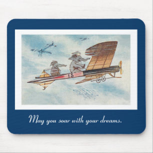 Niedliche Fliegen-Elefanten Vintag Mousepad
