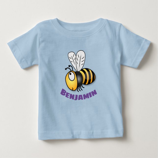 Niedliche, fliegende Bienengelb-Cartoon-Abbildung Baby T-shirt (Vorderseite)