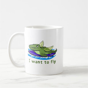 Niedliche fliegende Krokodil-Fantasy-Illustration Kaffeetasse