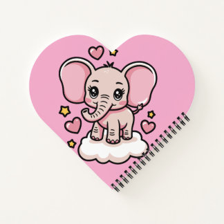 Niedliche fliegende rosa Elefant Whimsical Stars & Notizbuch