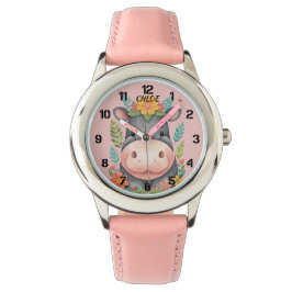 Niedliche Flora Hippopotamus Kinder Armbanduhr
