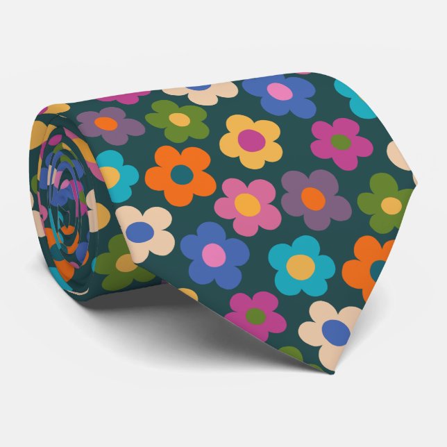 Niedliche Flora Wiadow Pattern Neck Tie Krawatte (Gerollt)