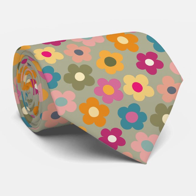 Niedliche Flora Wiadow Pattern Neck Tie Krawatte (Gerollt)