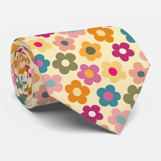 Niedliche Flora Wiadow Pattern Neck Tie Krawatte (Gerollt)