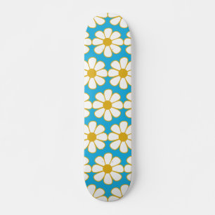 Niedliche floral Daisy Muster Mustard und Blue Skateboard