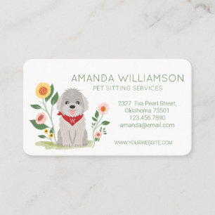 Niedliche Floral-maltesische Poodle-Hundepflegedie Visitenkarte