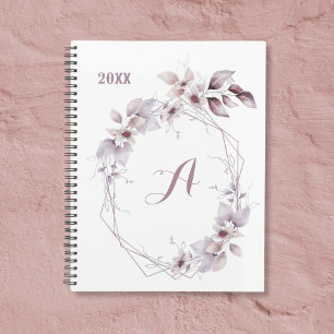 Niedliche florale Aquarellfarben Monogramm Anfangs Planer