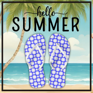 Niedliche florale Daisy Muster Blau und Weiß Somme Flip Flops