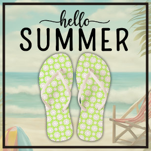 Niedliche florale Daisy Muster Grün und Weiß Somme Flip Flops