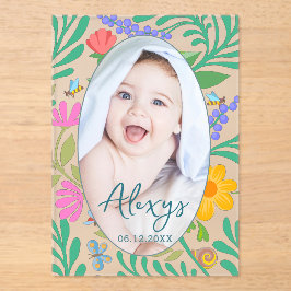 Niedliche florale Farbgebung Hinzufügen Foto Birth Acryleinladungen