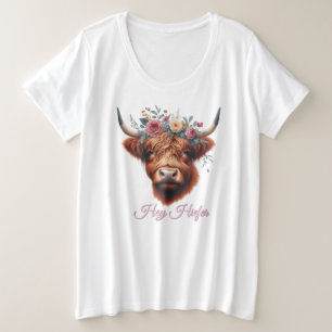Niedliche, florale/frühlingshaltige Kuh Große Größe T-Shirt