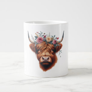 Niedliche, florale/frühlingshaltige Kuh Jumbo-Tasse