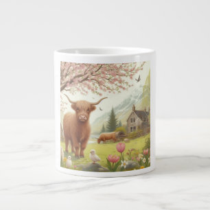Niedliche, florale/frühlingshaltige Kuh Jumbo-Tasse