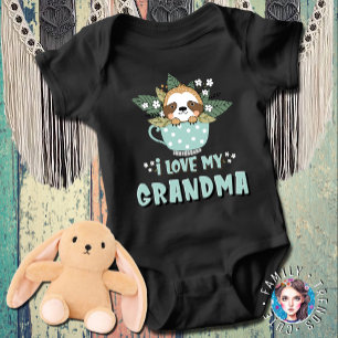Niedliche florale Kawaii Raccoon I Liebe Mein Oma Baby Strampler