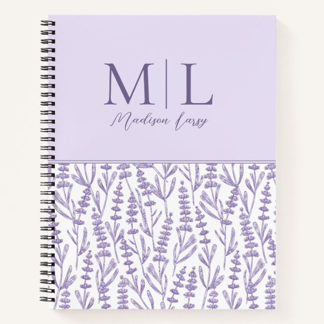 Niedliche florale Monogramm - Personalisierter Nam Notizbuch (Vorderseite)
