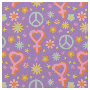 Niedliche florale Retro Venus Symbole & Herz Stoff