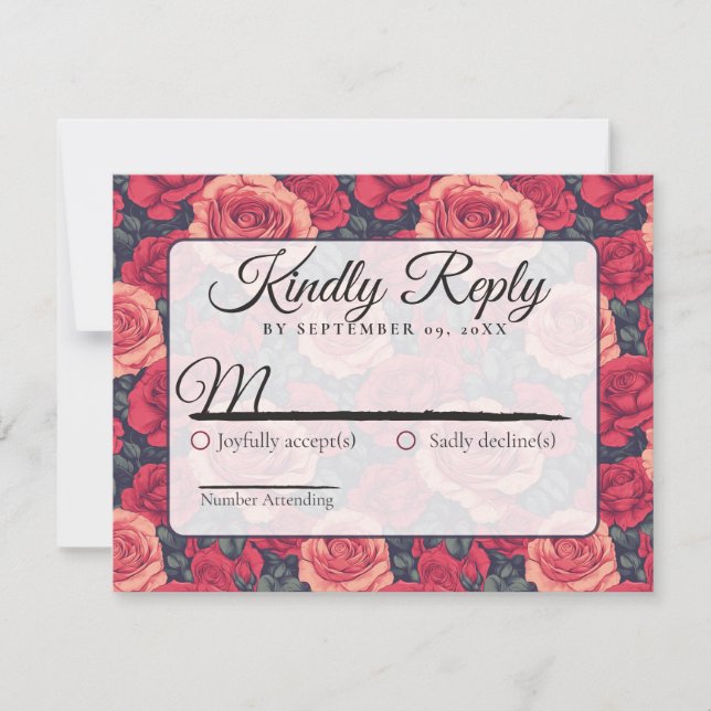 Niedliche florale Rose Hochzeit Rsvp Card (Vorderseite)